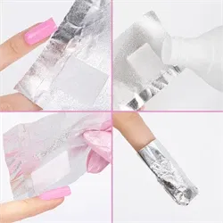 Pakke med 100 stk Gelpolish Remover Wraps i folie, GNB